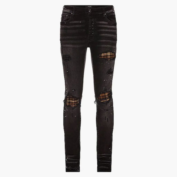 Amiri MX1 Plaid Skinny Fit Jeans Ogged Black