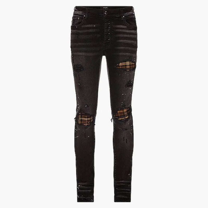 Amiri MX1 Plaid Skinny Fit Jeans Ogged Black