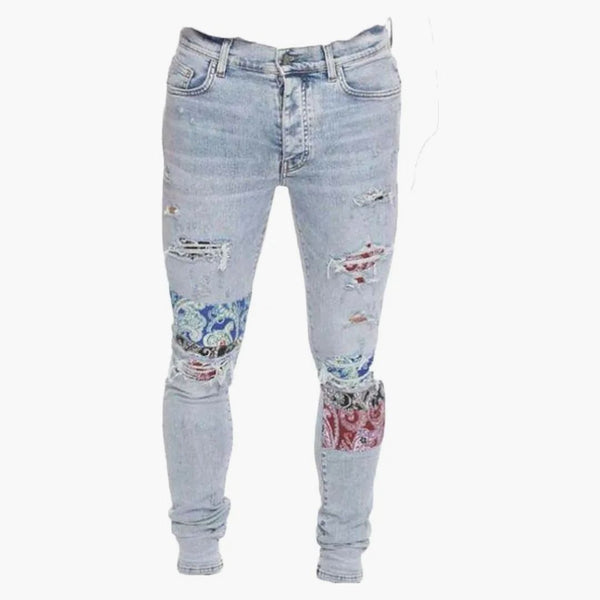 Amiri Pajama Art Patch dżinsy jasnoniebieskie