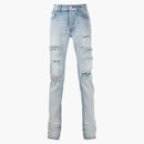 Amiri Panelled Riped Distressed Skinny Jeans Blue