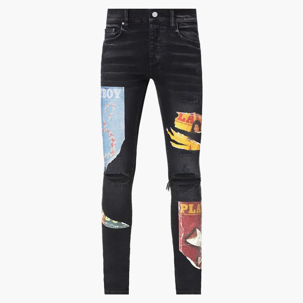 Amiri Playboy Magazine Skinny Jean Agged Black