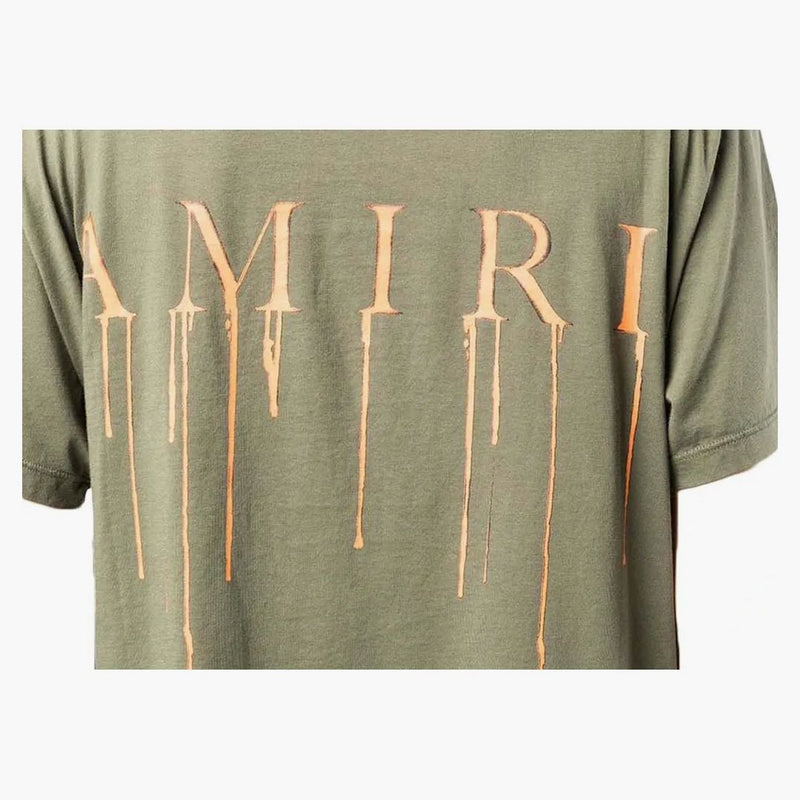 Amiri Spray Paint Drip Ma Logo T-shirt Olive