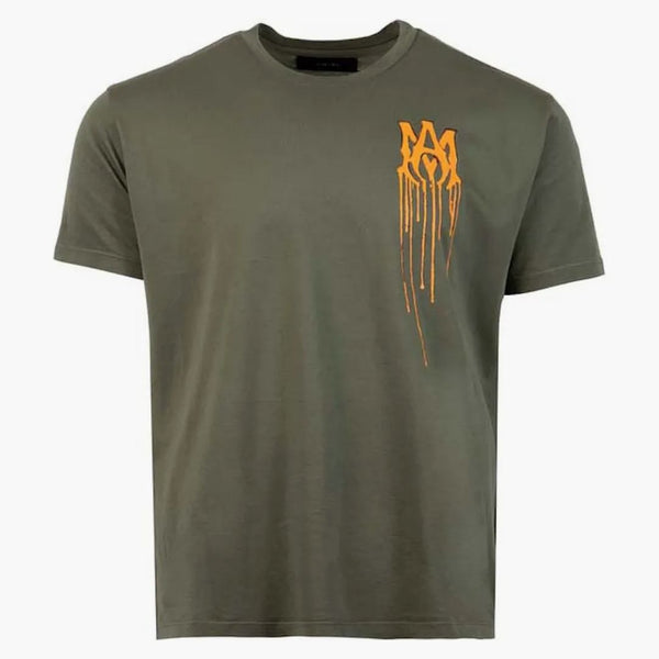 Amiri Spray Paint Drip Ma Logo T-Shirt Olive