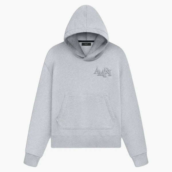 Amiri Staggered Logo Hoodie Heather Gray