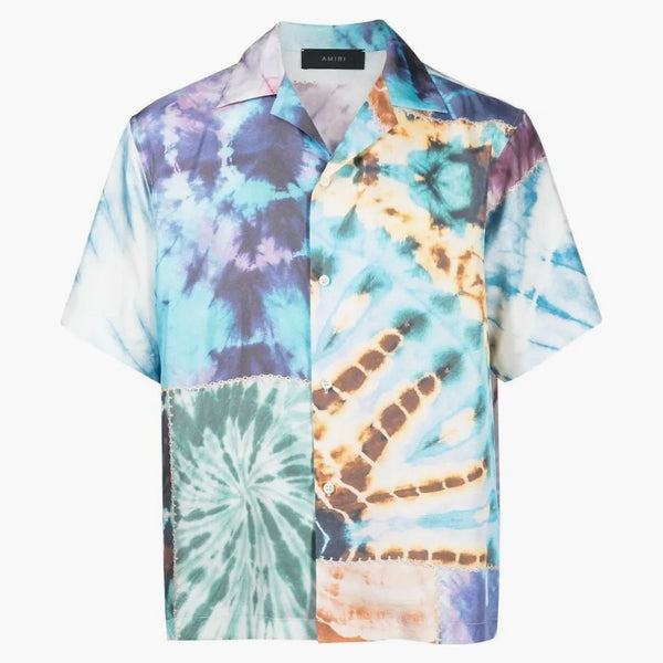 Amiri Tie Tie Dye Patchwork Silk Shirt Multicolor