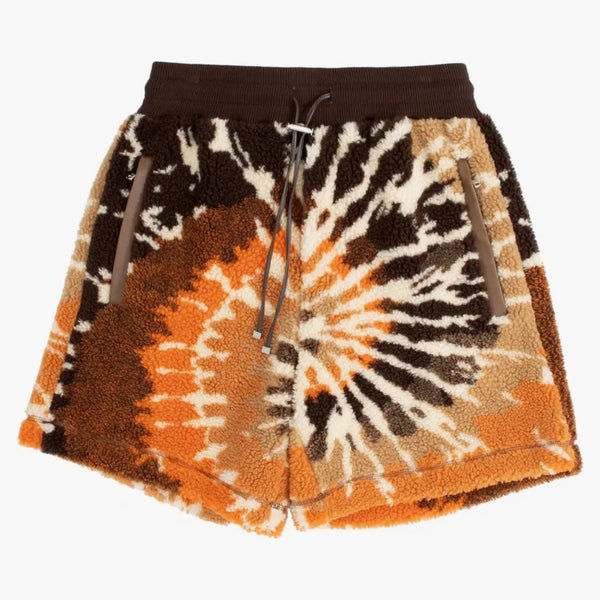 Amiri Tie Tie Dye Polar Fleece Shorts Orange/Black