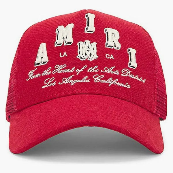 Amiri Varsity Logo Trucker Cap Red
