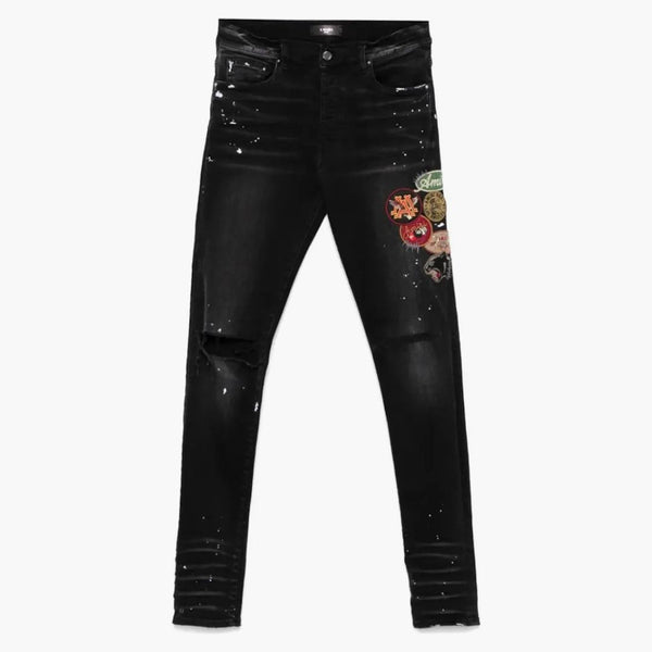 Amiri Vintage Patch Skinny Jean Agged Black