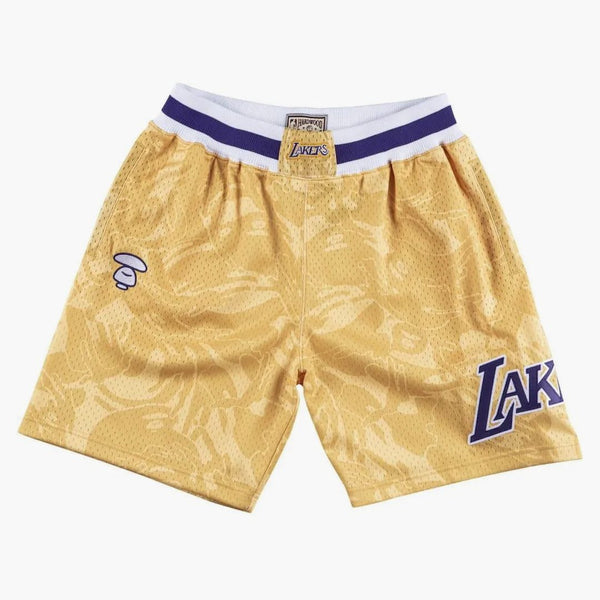 AAPE X Mitchell & Ness Los Angeles Lakers Shorts Gold