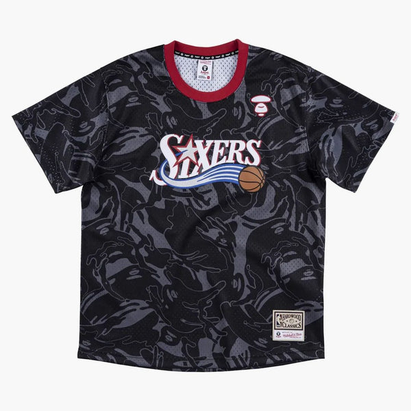 AAPE X Mitchell & Ness Philadelphia 76ers BP Jersey Black