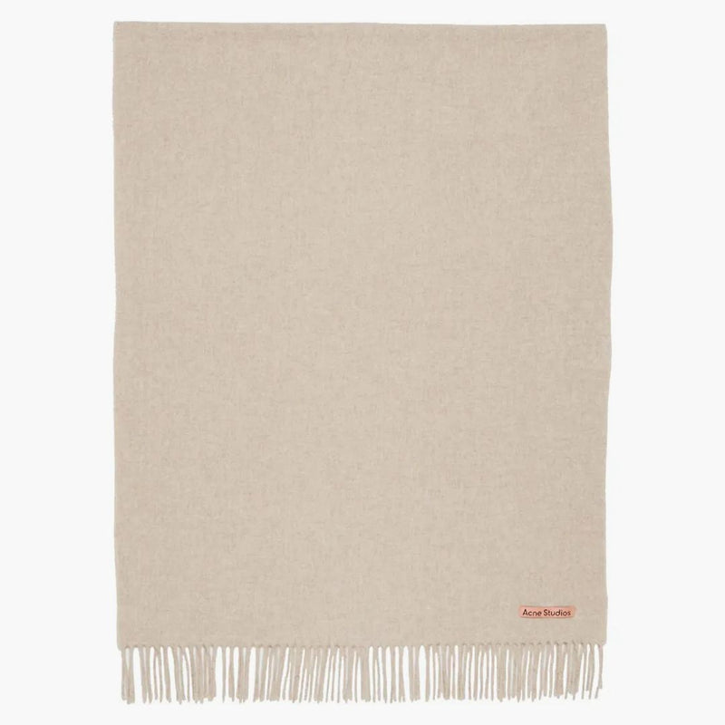 Acne Studios Fringe Oversized Wool Scarf Oatmeal Melange