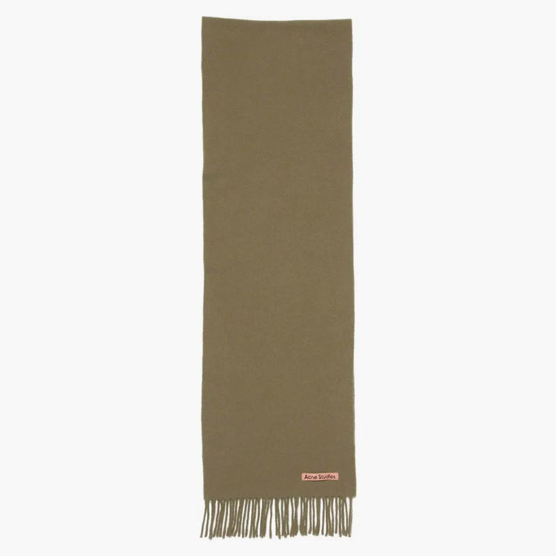 Acne Studios Fringe Wool Scarf Khaki Green