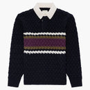 Aime Leon Dore Basketweave Knit Rugby Navy