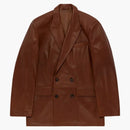 Aime Leon Dore Double-Breasted Leather Blazer Brown