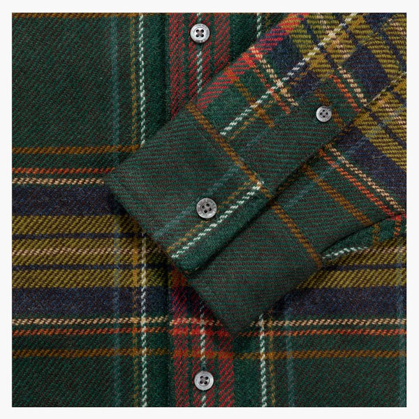 Aime Leon Dore Flanel Camp Collar Shirt Green Plaid