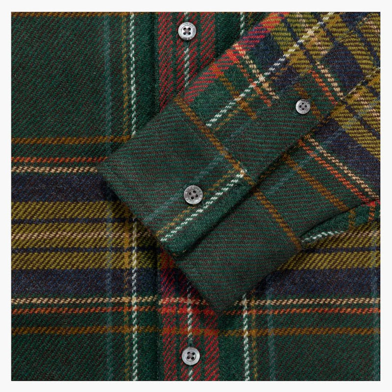 Aime Leon Dore Flanel Camp Collar Shirt Green Plaid