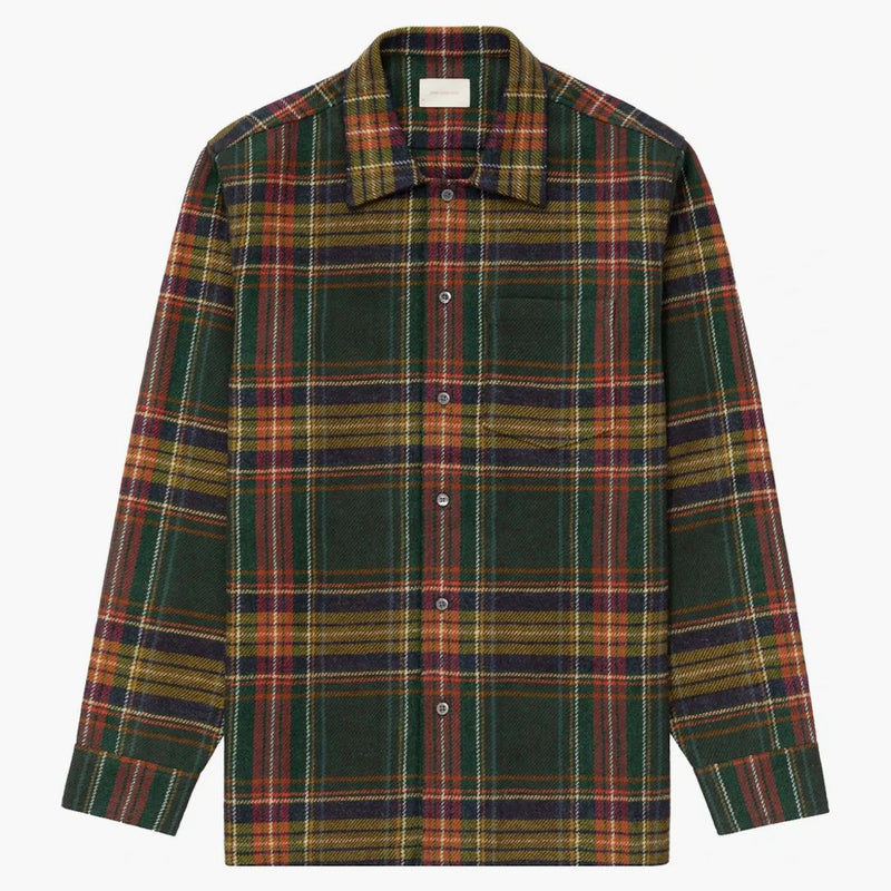 Aime Leon Dore Flanel Camp Collar Shirt Green Plaid