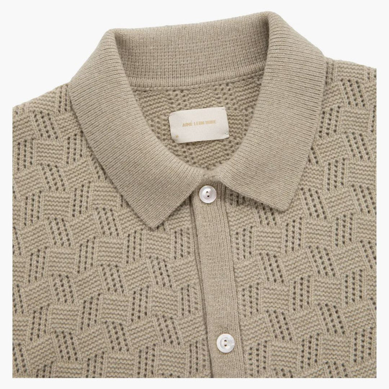 Aime Leon Dore Jacquard Polo Cardigan Misted Lichenen