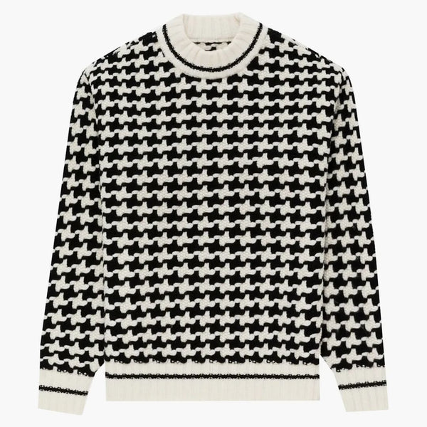Aime Leon Dore Knit Houndstooth Crewneck svetr černá/bílá