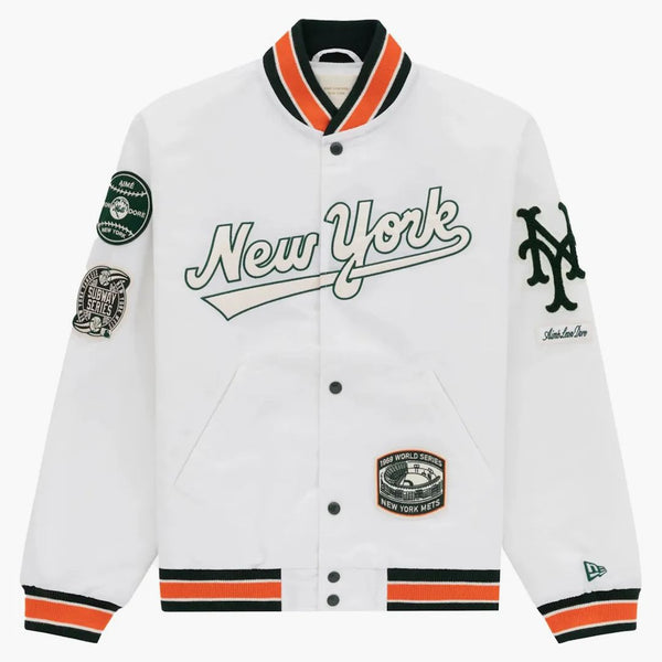 Aime Leon Dore Mets Satin Stadium Jacket Cream