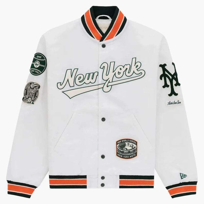 Aime Leon Dore Mets Satin Stadium Jacket Cream