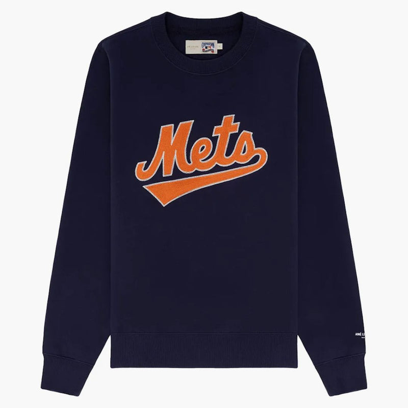 Aime Leon Dore x New York Mets Chainstnit Crewneck mikina námořnictva