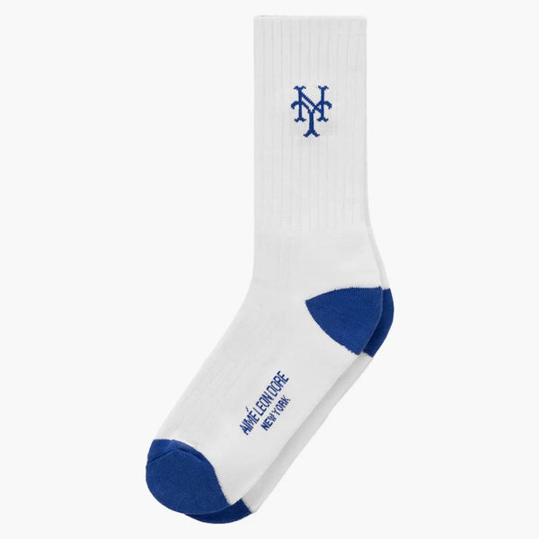 Aime Leon Dore x New York Mets Crew Ponožka bílá/námořnictvo