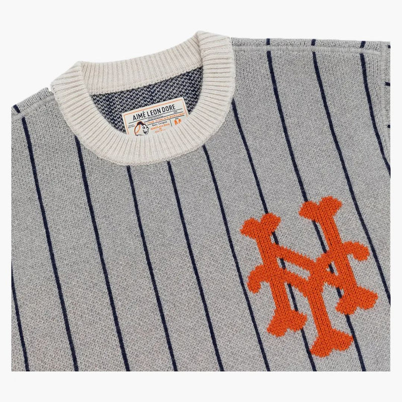 Aime Leon Dore X New York Mets Pinstripe Sweater Grey Stripe