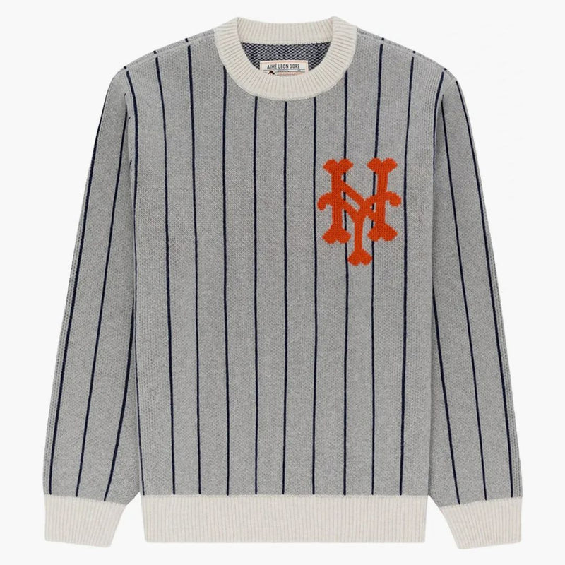 Aime Leon Dore X New York Mets Pinstripe Sweater Grey Stripe