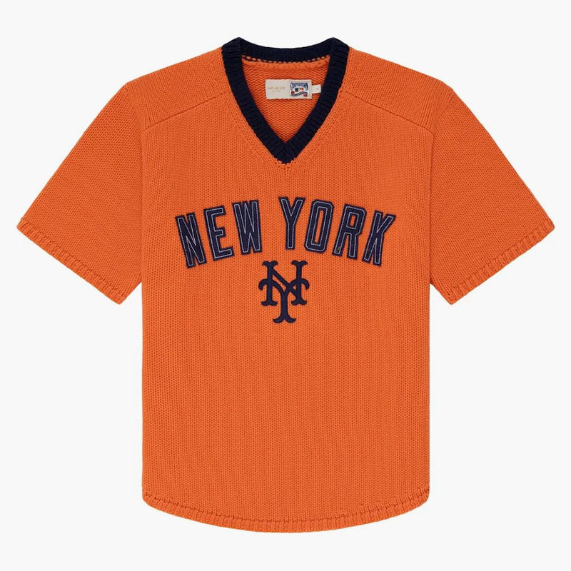 Aime Leon Dore X New York Mets Short Sleeve Knit Sweater Orange