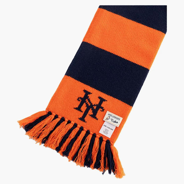 Aime Leon Dore X New York Mets Striped Wool Scarf Navy/Orange