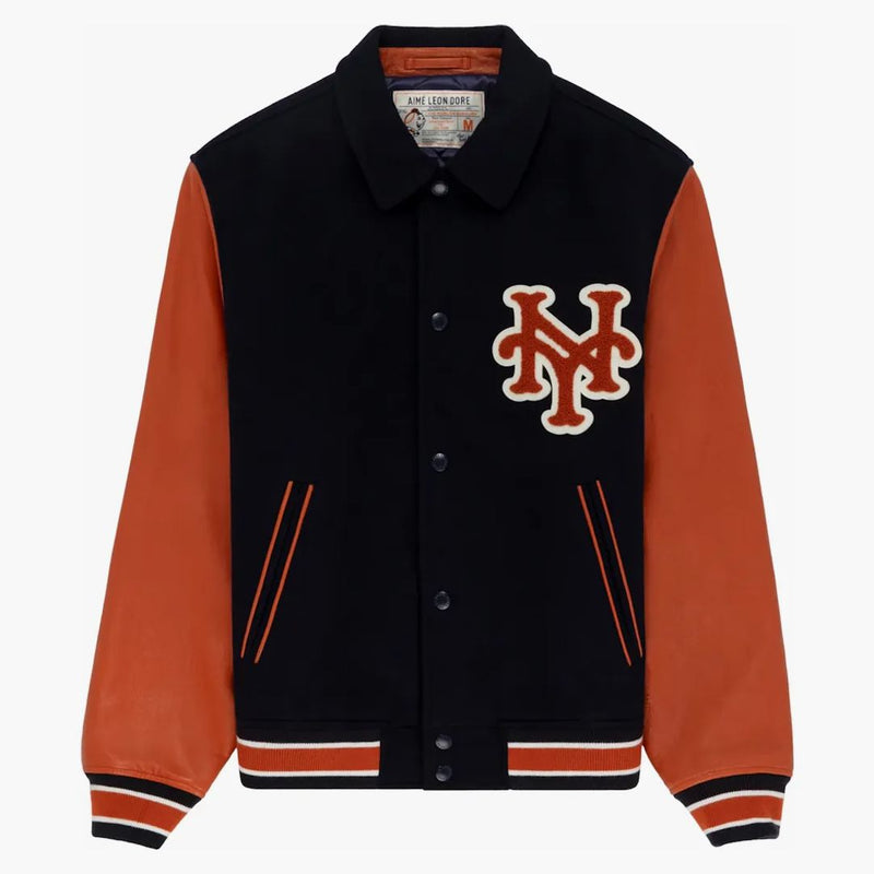 Aime Leon Dore X New York Mets Varsity Jacket Navy/orange
