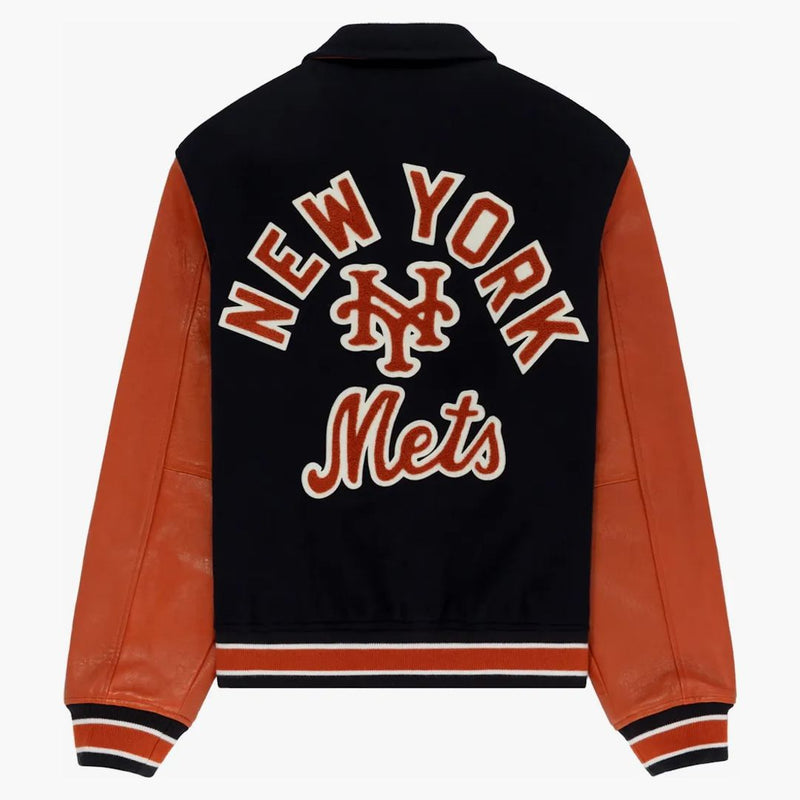 Aime Leon Dore X New York Mets Varsity Jacket Navy/orange