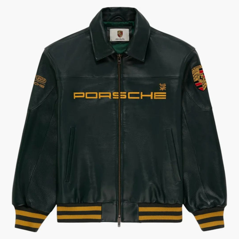 Aime Leon Dore x Porsche 993 Turbo Leather Club Jacket British Racing Green