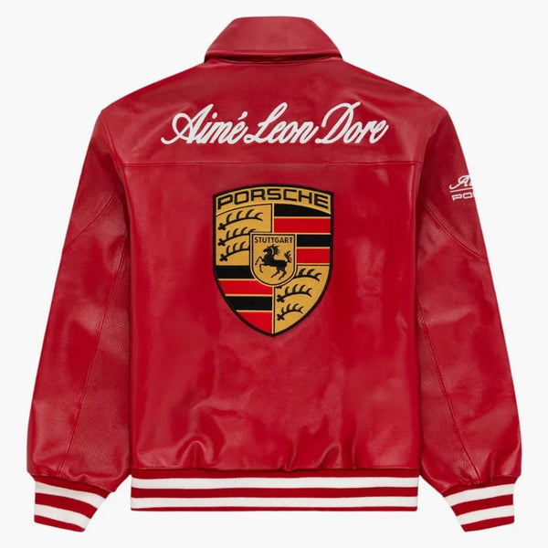 Aime Leon Dore x Porsche 993 Turbo Leather Club Jacket Tango Red