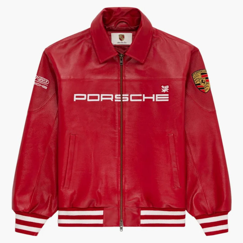 Aime Leon Dore x Porsche 993 Turbo Leather Club Jacket Tango Red
