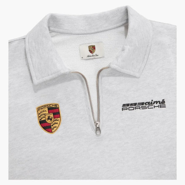 Aime Leon Dore x Porsche 993 Turbo Mechanic Quarter Zip Pullver Silver Mix
