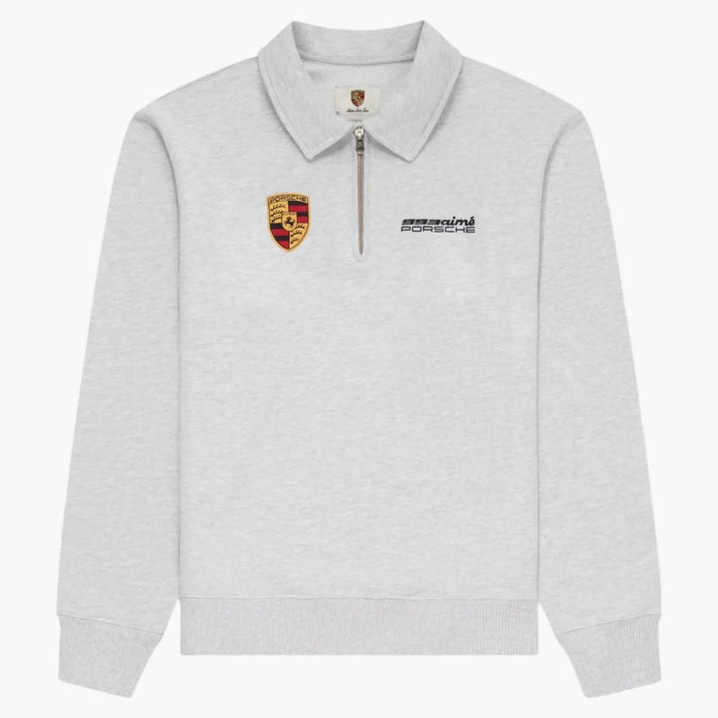 Aime Leon Dore x Porsche 993 Turbo Mechanic Quarter Zip Pullver Silver Mix