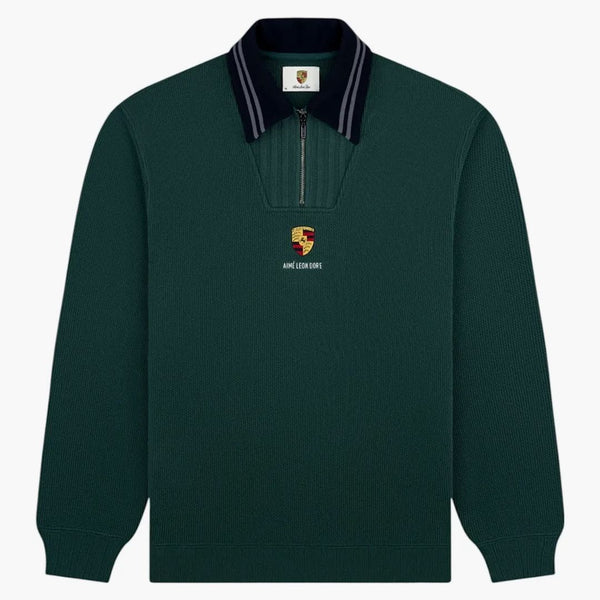 Aime Leon Dore X Porsche Jacquard Collar Quarter Zip Pullover Green
