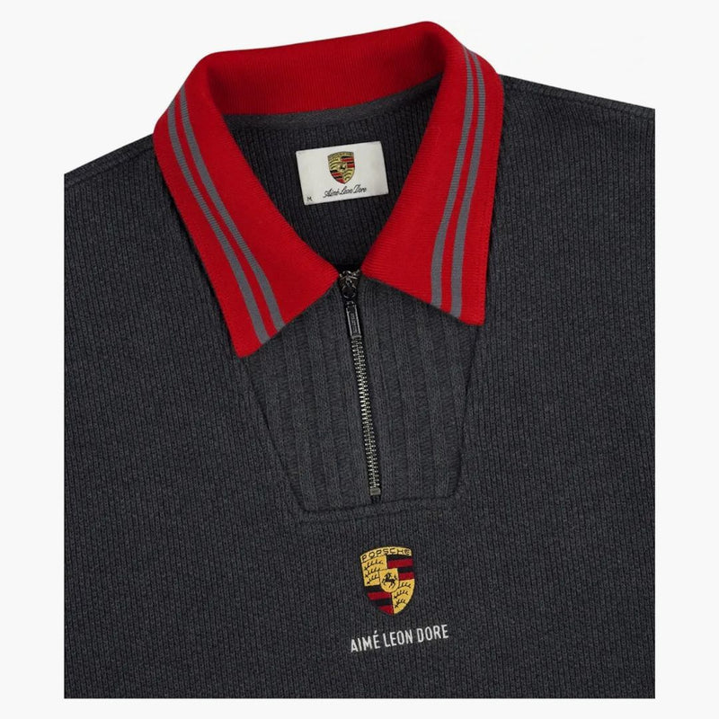 Aime Leon Dore X Porsche Jacquard Collar Quarter Zip Pullover Grey
