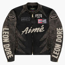 Aime Leon Dore X Vanson zoufalá kožená motokální bunda černá/smetana