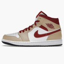 Jordan 1 Mid Light Curry Cardinal