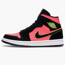 Jordan 1 Mid Black Hot Punch (women's)