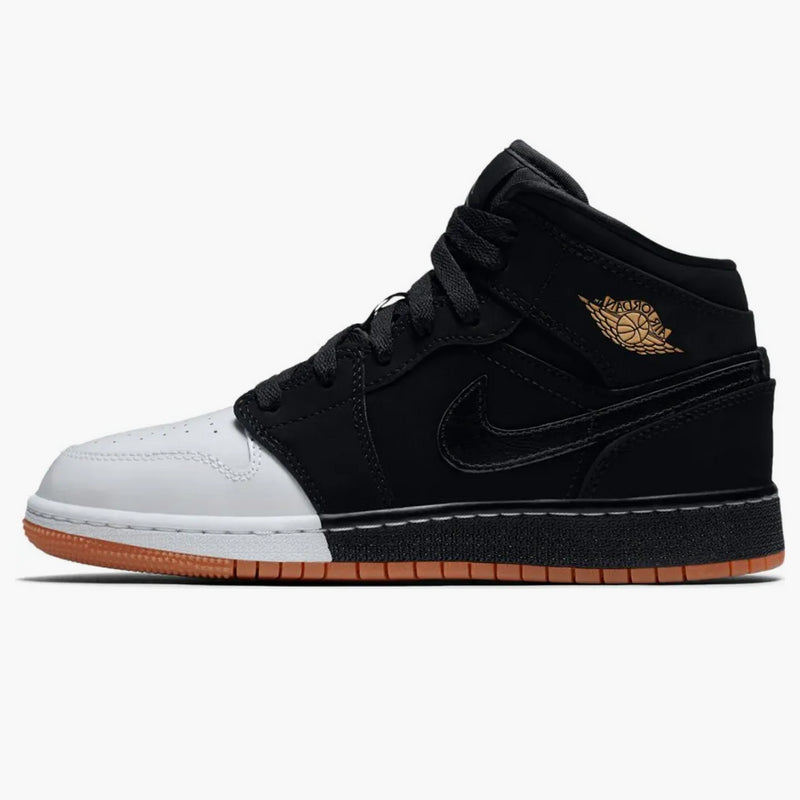Jordan 1 Mid Black White Gold (gs)