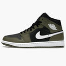 Jordan 1 Mid Black White Olive