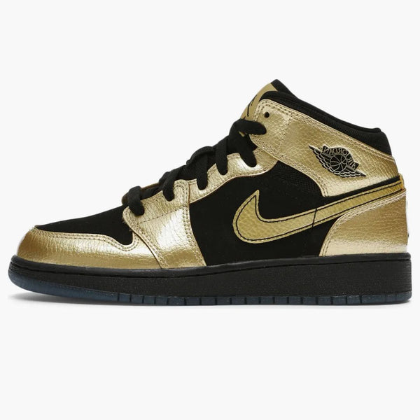 Jordan 1 Mid Metallic Gold Coin Black (gs)