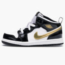 Jordan 1 Mid Patent Black White Gold (td)