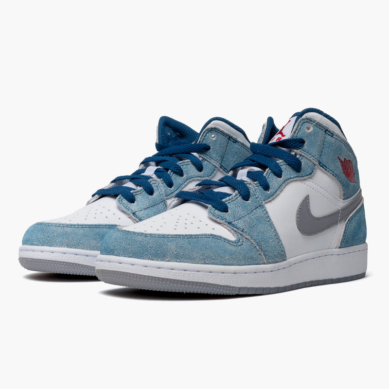 Air Jordan 1 Mid SE French Blue Light Steel (GS) Seitenansicht