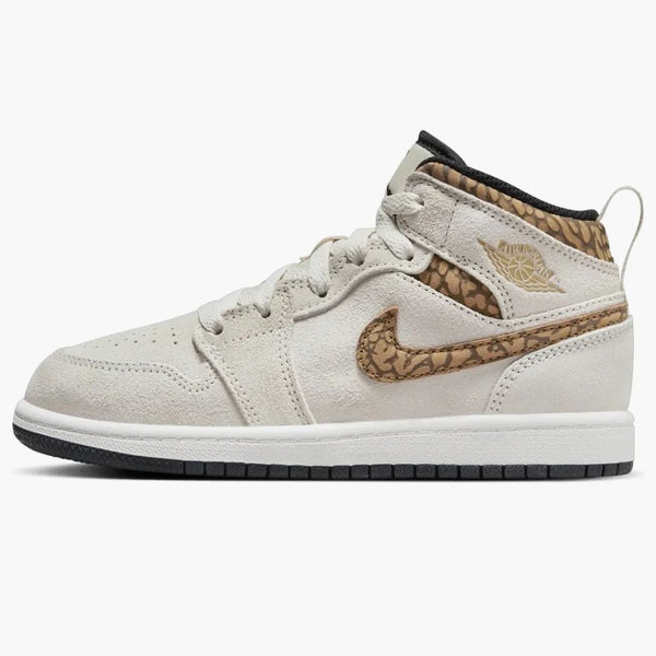 Jordan 1 Mid Se Light Orewood Brown White Light British Tan Metallic Gold (ps)