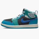 Jordan 1 Mid Sneaker School Anthracite Aquatone New Emerald Glacier Blue (ps)